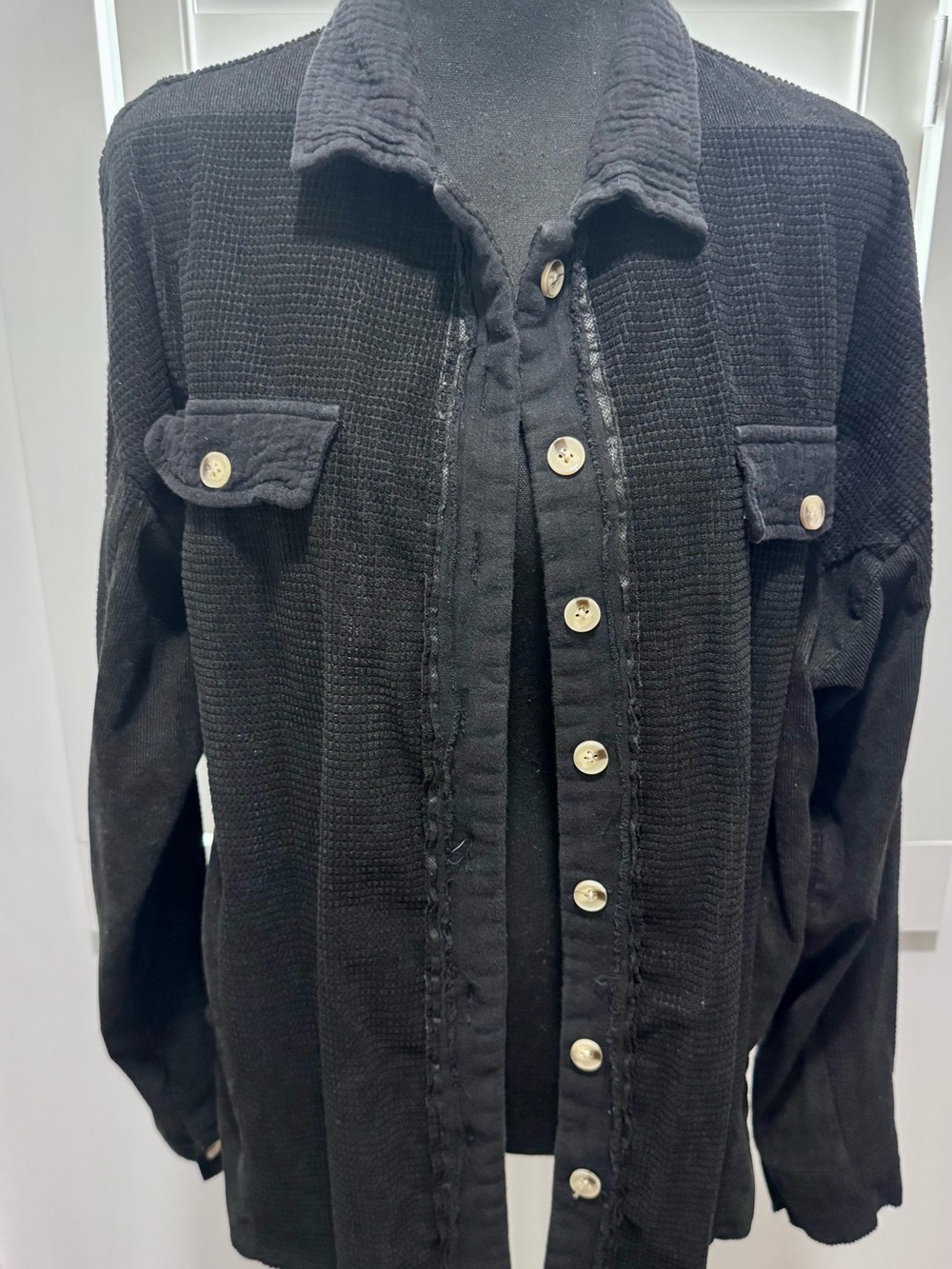 Black Women's Utility Button-Front Jacket Size Large